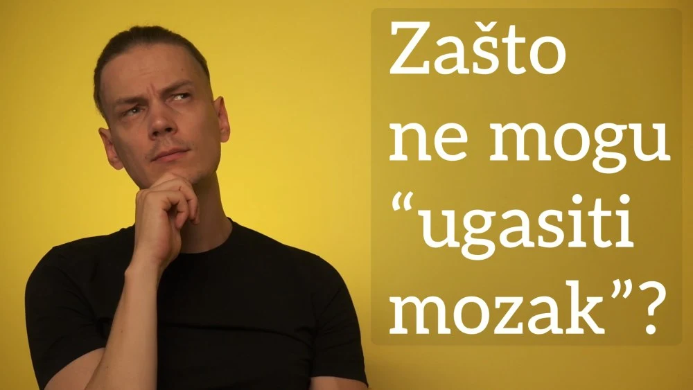 Luka Šolta u crnoj majici uz natpis "Zašto ne mogu ugasiti mozak?"